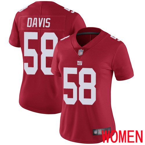 Women New York Giants 58 Tae Davis Red Limited Red Inverted Legend Football NFL Jersey